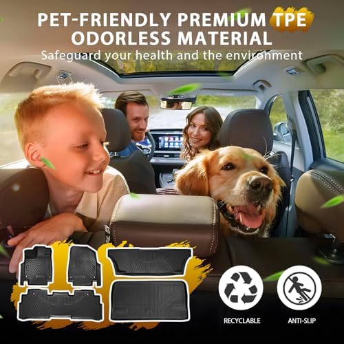 Powerty Floor Mats Cargo Liner for Honda Odyssey 2026 2025-2018 Mini Passenger Van Car Mats All Weather 3D TPE Anti-Slip Car Protection, 1st & 2nd & 3rd Set with Rear Cargo Mat Accessories - Image 2