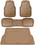 CAR PASS Heavy Duty Rubber Beige Car Floor Mats & Cargo Liners, Deep Dish All-Weather Trunk Mats Durable Anti-Slip 3D Rhombus Waterproof Trim to Fit Liner Universal Fit Auto,Sedan,SUV,Truck, Beige by CARPASS