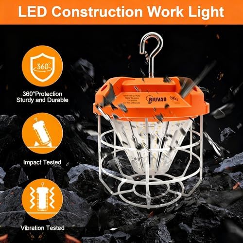 LED Temporary Work Light 100W, 15000Lm, 5000K Daylight White, Portable, Connectable LED Worksite Light with Hook, IP65 Dustproof and Waterproof, Suitable for Wet Locations and Construction Sites - Image 5