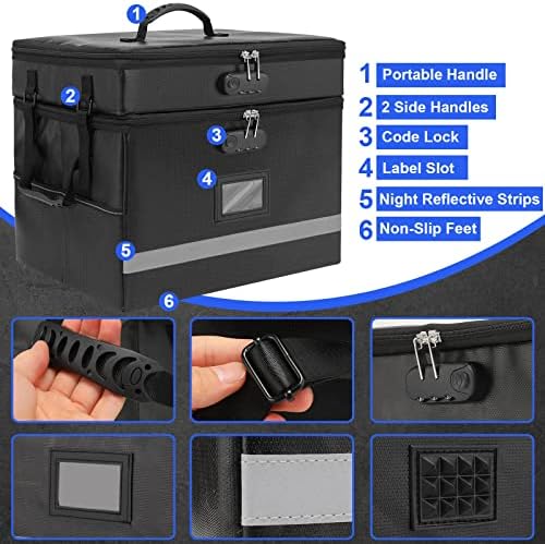 EXLIFBAG Fireproof File Organizer with Lock, 2 Layer - Image 2
