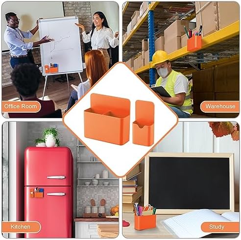 KITANIS Magnetic Pen Holder,2 Pack Magnetic Dry Erase Marker Holder with Generous Compartments,Strong Magnet Storage Marker Pen Pencil Organizer for Refrigerator,Whiteboard,Locker Accessories - Image 7