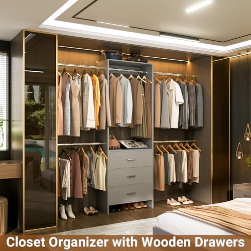 Aheaplus Closet System, 4.2-9Ft Closet Organizer with with 4 Rods, Grey - Image 2