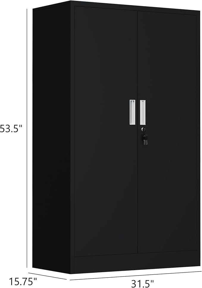 Metal Storage Cabinet with Locking Doors and Adjustable Shelves, 53.5-Inch Tall - Image 3