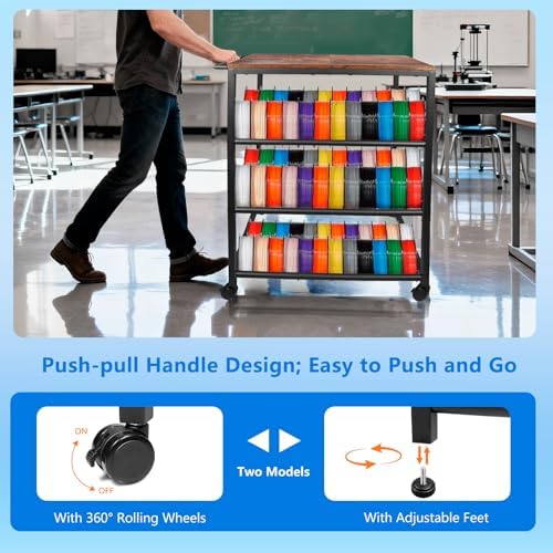 3D Printer Filament Storage 4-Tier 3D Printer Stand with Storage Printer Shelf with Wheels, Heavy Duty 3D Filaments Storage Shelf Printers Cart for Workshop, Studio, Garage - Image 3