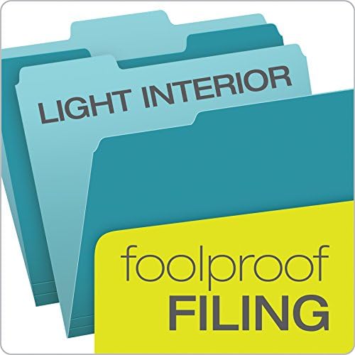 Pendaflex Two-Tone Color File Folders, Letter Size, 1/3 Cut, Teal, 100 Per Box (152 1/3 Tea)(Pack of 5) - Image 3