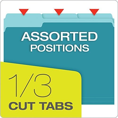Pendaflex Two-Tone Color File Folders, Letter Size, 1/3 Cut, Teal, 100 Per Box (152 1/3 Tea)(Pack of 5) - Image 2