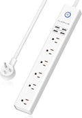 15 Ft Power Strip Surge Protector, 6 Outlets and 4 USB Ports, Flat Plug Power by AUOPLUSOFFICIAL