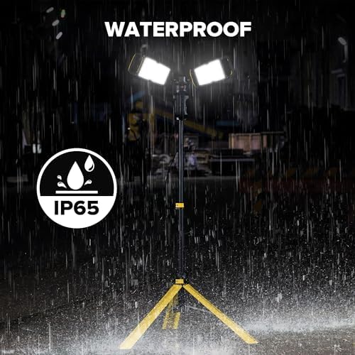 LUTEC Work Light with Stand, 12000 Lumen Dual-Head LED Work Light with Telescoping Tripod, Portable Corded LED Job Site Lighting 5000K 100W Indoor Outdoor Lighting - Image 5