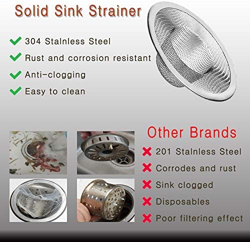 2pcs Heavy Duty Stainless Steel Slop Basket Filter Trap, 4.41" Top / 2.44" Mesh Metal Sink Strainer,Perfect for Kitchen Sink/Bathroom Bathtub Wash Basin Floor Drain Balcony Drain Hole,Utility… - Image 3