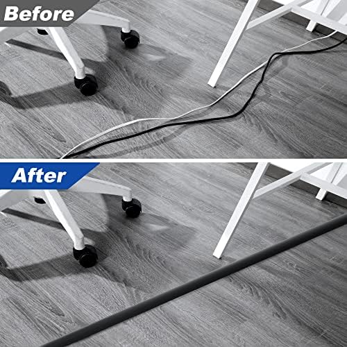 4FT Cord Cover Floor, Black Cord Hider Floor, Extension Cable Cover Power Cord Protector Floor, Cable Management Hide Cords on Floor- Soft PVC Wire Covers - Cord Cavity: 0.47" (W) x 0.24" (H) - Image 6