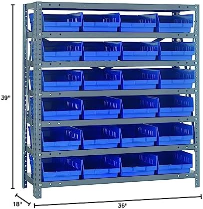 Quantum Storage Systems 1839-108BL Steel Shelving Unit with 4" Shelf Bins, 18" D x 36" W x 39" H, Blue - Image 2