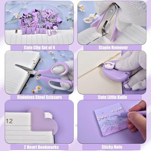 LXEVIHK Purple Desk Accessories 23-Piece Office Supplies Gift Set for Women - Image 5