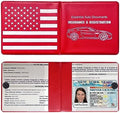 Ziciner Car Registration Insurance Holder, 2Pack Essential Auto Card Document Glove Box Organizer with Touch Fastener, Vehicle Interior Accessories Perfect for Most Car, Truck, SUV (Red/Back Flag) by Ziciner