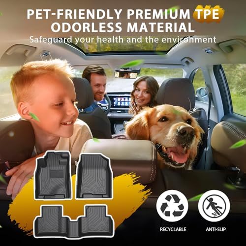 Powerty Floor Mats for 2016-2021 Honda Civic Coupe/Sedan/Type R, 2017-2021 Honda Civic Hatchback All Weather 3D TPE Anti-Slip Car Liners for 1st & 2nd Row Accessories - Image 3