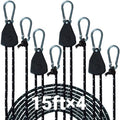 KOKKOYA 15ft Rope Ratchet Tie Downs Reflective Paracord Rollers 1/8in 4 Pcs by KOKKOYA