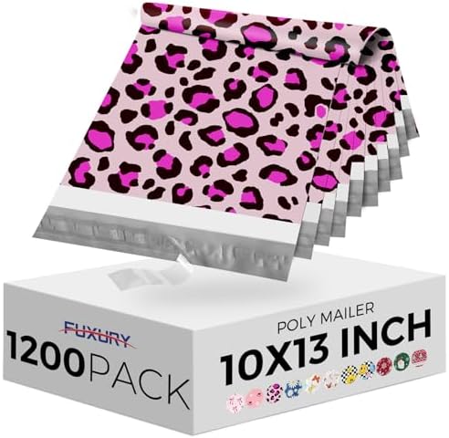 Fuxury Poly Mailers 10x13" 1200pcs,Cute Shipping Bag for Clothes,Pink Leopard by Fuxury