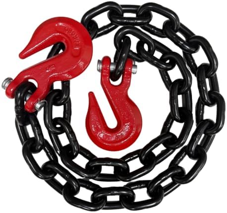 5/8" X 10' Grade 80 Transport Binder Chain - 18,100 LBS WLL - Clevis Grab Hook, Tie-Down, Towing by Falcon+Cargo