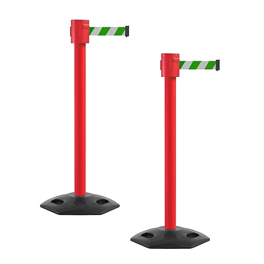 Montour Line MSR760 Set of 2 Retractable Belt Barrier Stanchion, Rubber Base by Montour+Line