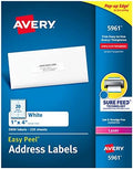 Avery Easy Peel Printable Address Labels with Sure Feed, 1" x 4", White, 5,000 Blank Mailing Labels (05961) by Avery