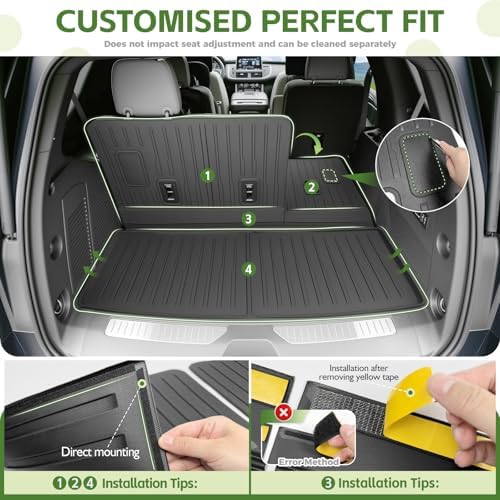 Cargo Liners for 2022-2025 Chevy Chevrolet Tahoe/GMC Yukon Trunk Mat with 3rd Row Seat Back Cover Accessories, All Weather Rear Cargo Mat Backrest Protector(Not for Yukon XL) - Image 5