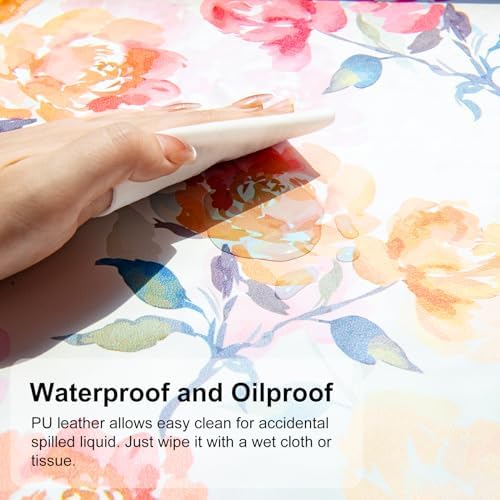 QiyI PU Leather Large Mouse Pad, Office Desk Mat, 31.5" x 15.7", Peonies - Image 3