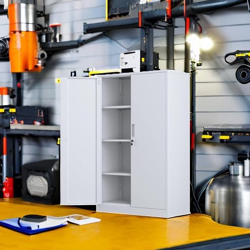 Metal Storage Cabinet with Locking Doors and 3 Adjustable Shelves, 53.5-Inch - Image 5