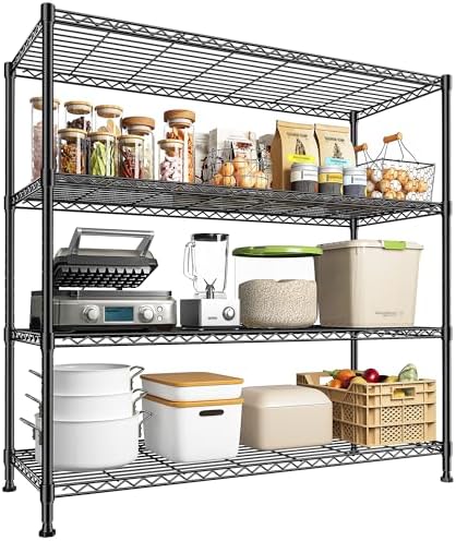 DurayLoly Extra-Wide 4-Tier 800LBS Storage Rack, Adjustable Shelves, Black by Durayloly