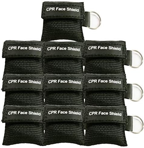 CPR Face Shield Mask Keychain Ring Emergency Kit 10pcs for First Aid or CPR Training, Black by LSIKA-Z
