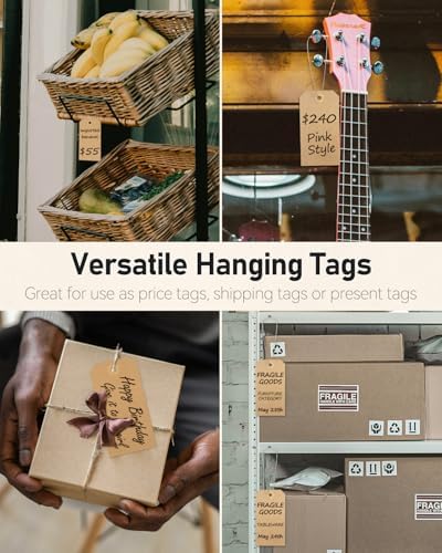 Uniclife 100 Pcs Blank Shipping Tags with Wire Attached 4.7 Inch Writable Brown Kraft Paper Hang Tags with Reinforced Eyelet Large Marking Price Tag Inventory Label Tag, 4.7" L x 2 3/8" W - Image 7