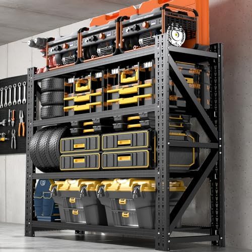4000LBS 4 Tier Garage Storage Shelves, Heavy Duty Adjustable Storage Rack for Warehouse, Basement, Shop and Office, Commercial-Grade Steel Organizer, 59" W x 24" D x 69" H by Unknown