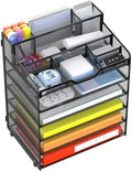 Docnest 6 Tier Mesh Desk Organizer with Letter Tray & Paper Sorter, Black by DocNest