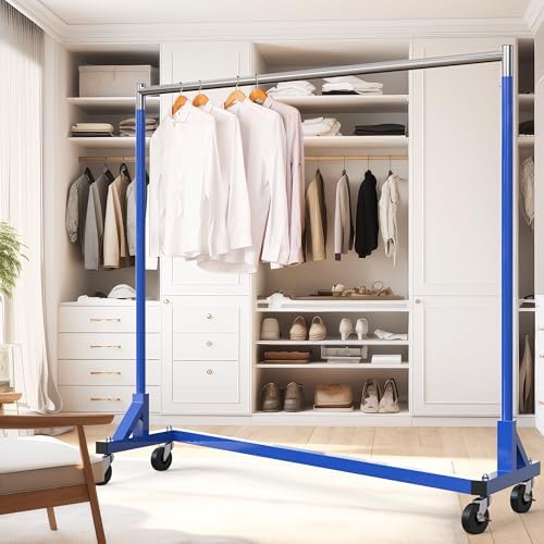 Simple Houseware Industrial Grade Z-Base Garment Rack, 63" W/500Lb, Blue - Image 2