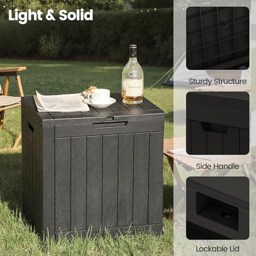 31 Gallon Outdoor Storage Box - Waterproof Resin Deck Box for Indoor & Outdoor Use, Lockable & UV Resistant Storage Bin for Package Delivery, Patio Cushions, Gardening Tools - Black - Image 4