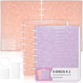 2 Pack PU Leather 5.5x8.5in Discbound Notebook Cover And Disc Set Discbound Planner Cover With 16 Pcs Expansion Discs Junior Size Disc Bound Notebook Accessories(Pink&Purple，No Inner Paper) by SKLENICE