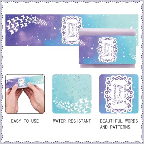 CREATCABIN 100 Pcs Soap Wrapper 10 Styles Starry Sky Art Soap Paper Wrap Tape Vertical Soap Tag Sleeves Covers Band Label Packaging Supplies for Handmade Soap Bars Gift Wrapping 2 x 8.3 Inch - Image 3