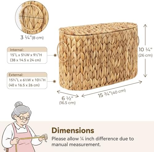 GRANNY SAYS Slim Wicker Bathroom Toilet Paper Storage Baskets with Lid - Image 7