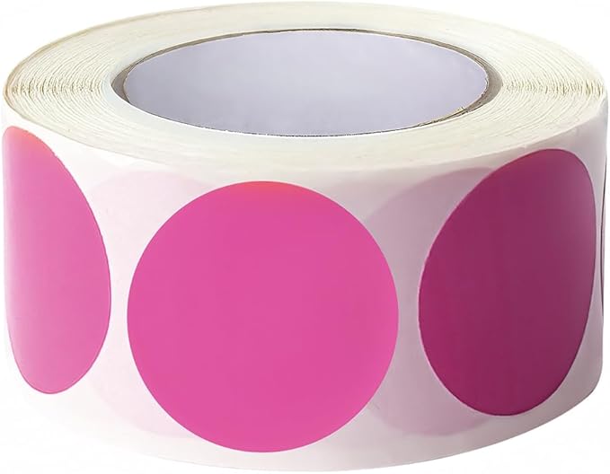 SHYGO® 1“ Pink Circle Dot Stickers Color Coding Labels by LOVELIFETOGETHER