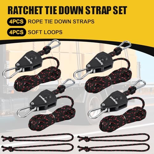 Ayaport Adjustable Rope Tie Down, 3/8" Grow Light Hanger, 4 Pack - Image 4