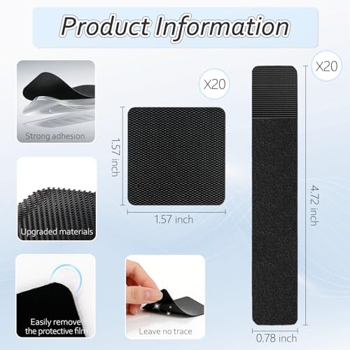 Cable Management Under Desk Detachable Cable Straps, Black, 20 Pack - Image 5