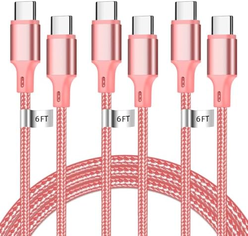 cugunu 60W USB C to USB C Cable, 3 Pack 6ft Type C Fast Charger Cord (Pink) by CUGUNU