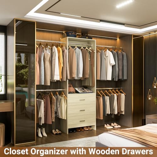 Aheaplus Closet System, 4.2-9Ft Closet Organizer with with 4 Rods, White Oak - Image 2