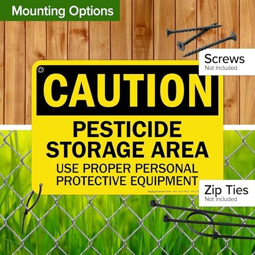 Caution Pesticide Storage Area Use Proper Personal Protective Equipment Sign, 10x7 Inches, 55 mil thick HDPS (high density polystyrene), Made in USA by My Sign Center - Image 5