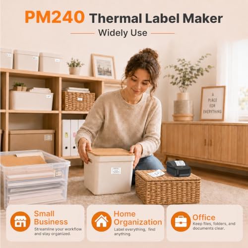 PM240 Label Maker Machine with 3 Tapes, Label Printer Black, Set 1 - Image 5