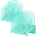 Delifox Inclined Desk File Organizer,Vertical File Folder Holder Stand Metal Rack File Sorter for Office Classroom Desktop Organization (2, Aqua, 5) by Delifox