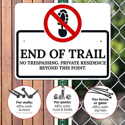 End of The Trail No Trespassing Private Residence Beyond This Point Sign, - Image 4