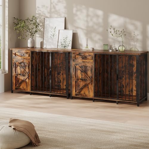 kepptory 30 Inch Dog Crate Furniture with Cabinet, Heavy Duty Farmhouse Dog Kennel with Charging Station, Wooden End Table TV Stand with 900 LBS Capacity and Adustable Feet - Image 6