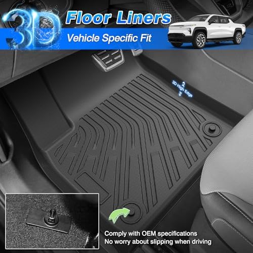 Cartist Floor Mats for Chevy Chevrolet Silverado EV RST/GMC Sierra EV Denali 2024 2025 2026 (Not for WT/LT), All Weather Floor Liners for Silverado Accessories, Heavy Duty TPE Car Mats - Image 2