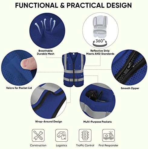 TICONN High Visibility Reflective Safety Vest for Men & Women, ANSI Class 2 - Image 2