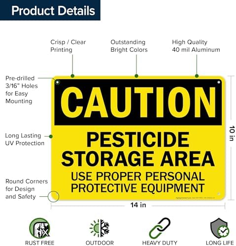 Caution Pesticide Storage Area Use Proper Personal Protective Equipment Sign, 10x14 Inches, Rust Free .040 Aluminum, Fade Resistant, Made in USA by My Sign Center - Image 6