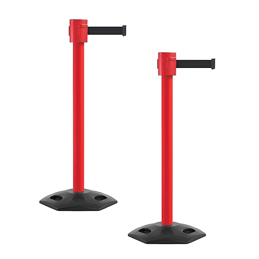 Montour Line MSR760 Set of 2 Retractable Belt Barrier Stanchion, Rubber Base by Montour+Line